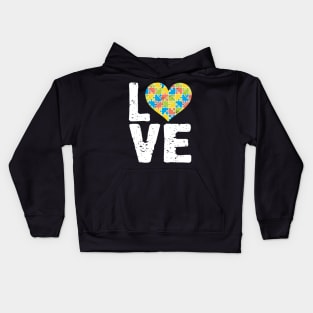 Cute Autism Awareness Love Colorful Puzzle Heart Kids Hoodie